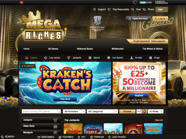Mega Riches Casino Jackpot Game Screenshot