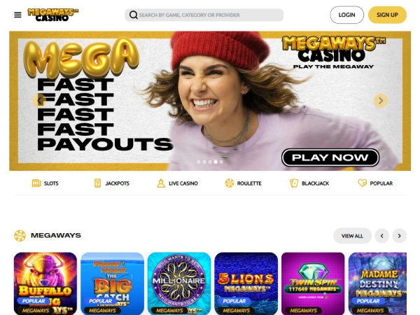 Megaways Casino homepage