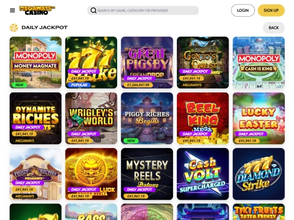 Megaways Casino's jackpot games