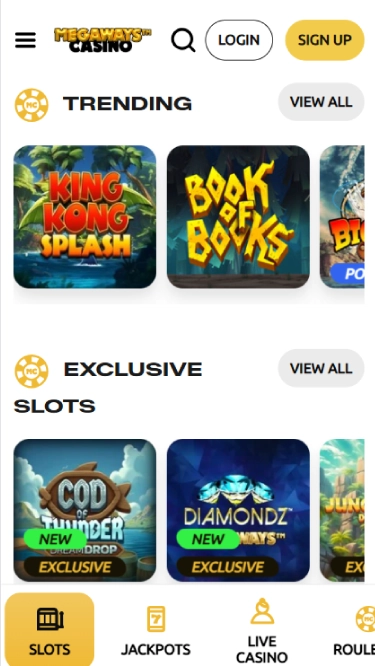 Megaways Casino's slots lobby