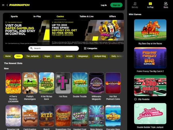 A screenshot of Parimatch Casino's new slots