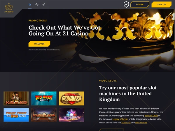 21 Casino's home page