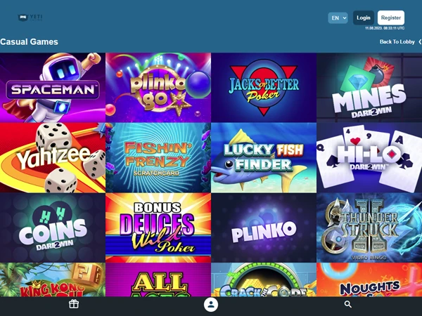 Yeti Casino's further game selection