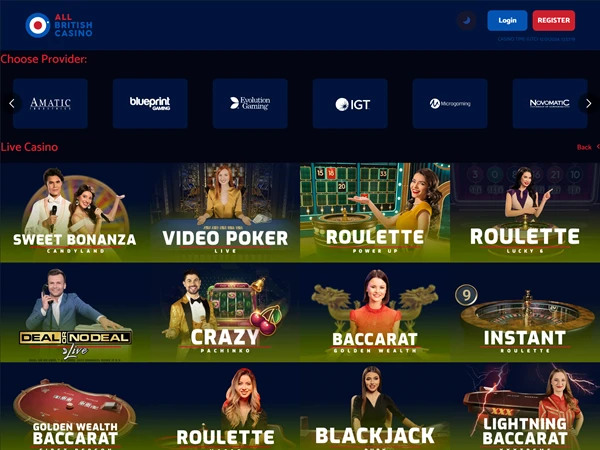 All British Casino's selection of live gameshows