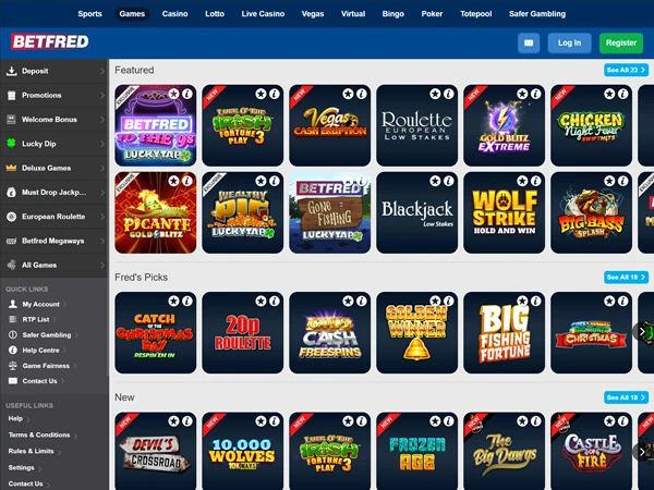 Betfred's homepage