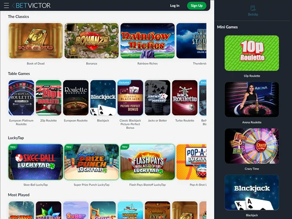BetVictor's Classic game selection