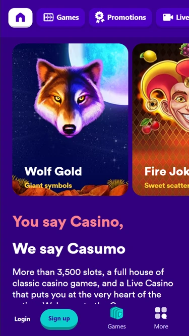 Casumo's home page
