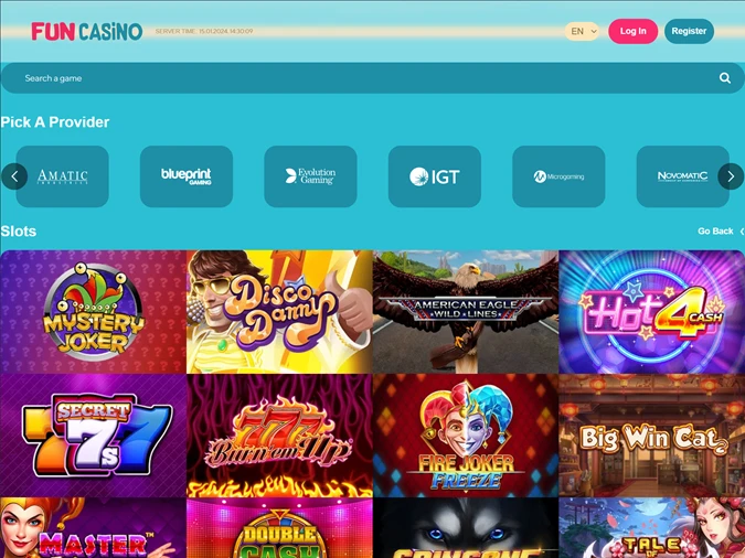 Fun Casino's selection of 'classic style' slots