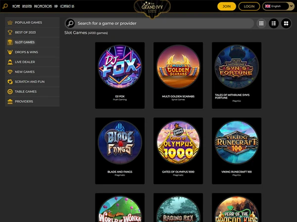Grand Ivy Casino's online slots