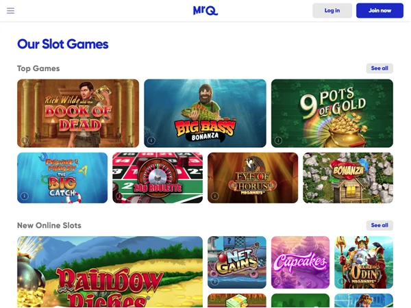 MrQ Casino's homepage