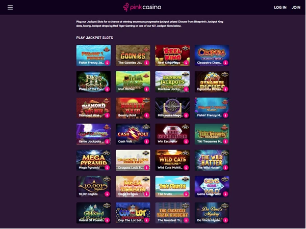 Pink Casino's online jackpot slots