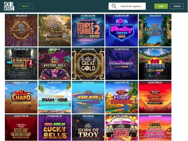 Skol Casino's online jackpot slots