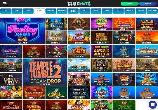 Slotnite's online jackpot slots