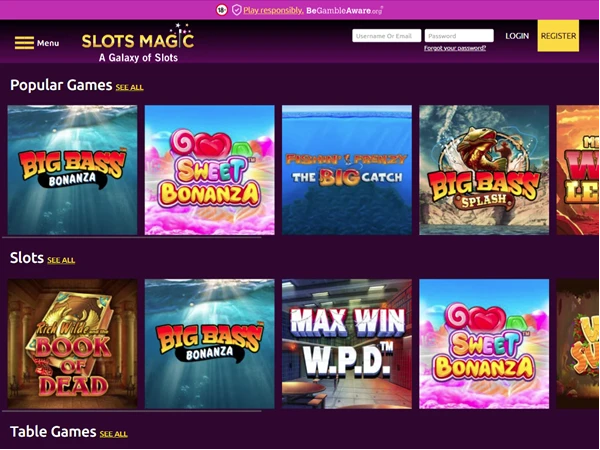 Slots Magic Casino's homepage