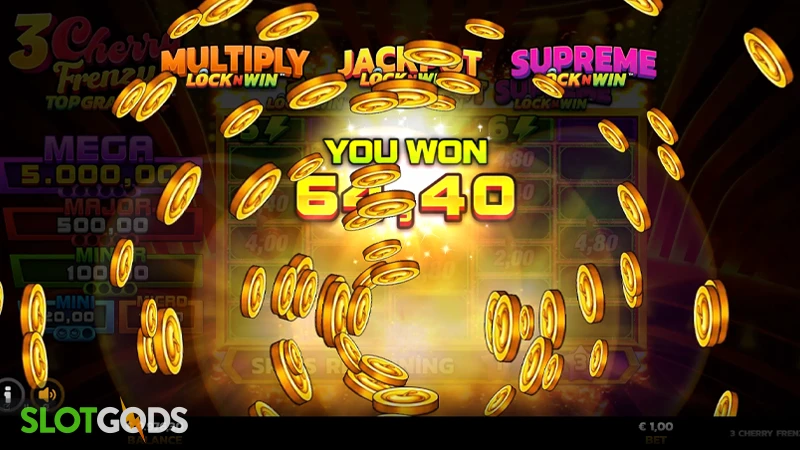 A screenshot of big win 3 Cherry Frenzy slot