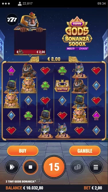 Screenshot of 3 Tiny Gods Bonanza slot gameplay