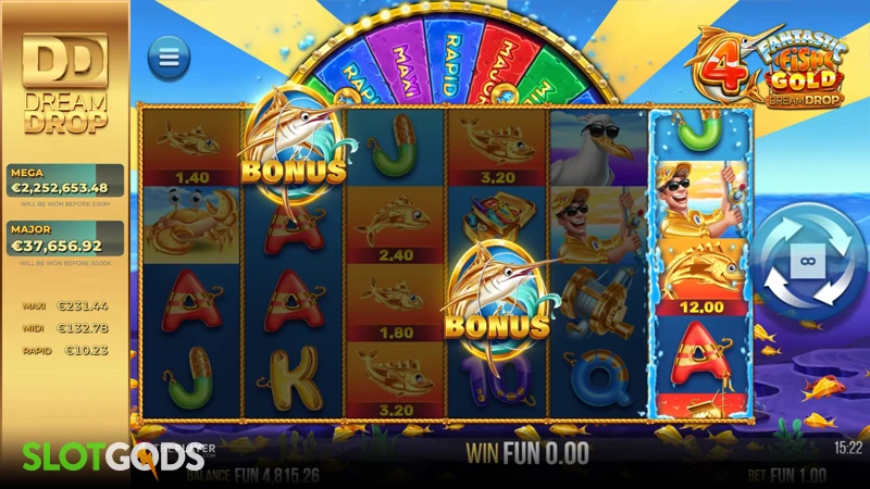 A screenshot of 4 Fantastic Fish Gold Dream Drop slot gameplay