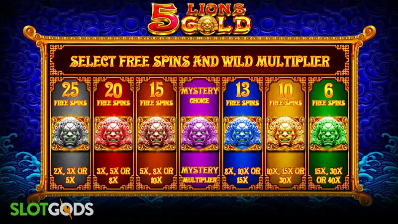 5 lions gold slot features