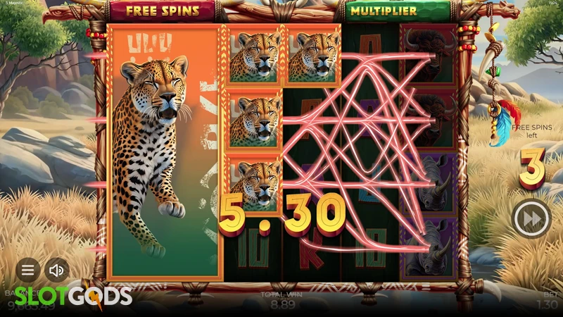 A screenshot of 5 Majestic slot free spins gameplay