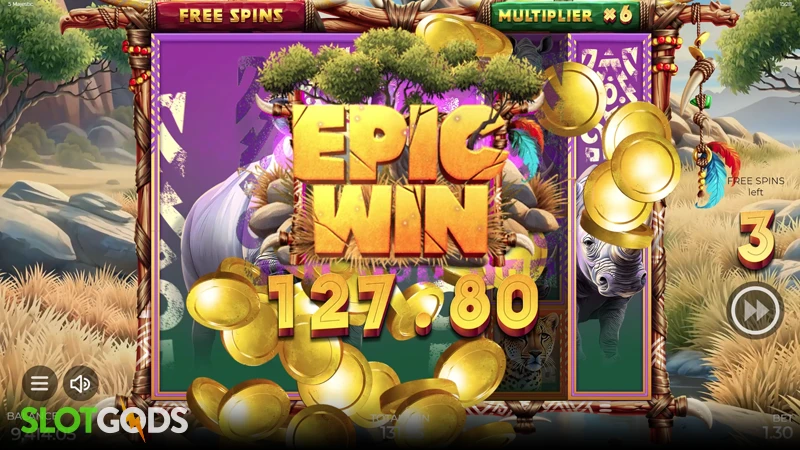 A screenshot of a big win in 5 Majestic slot