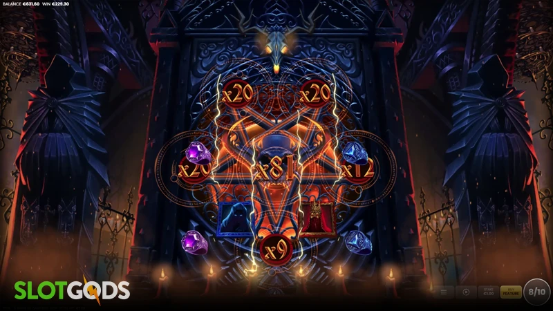 A screenshot of 5 Rings of Darkness slot bonus gameplay