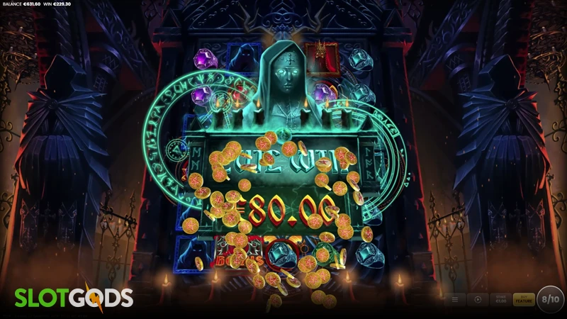 A screenshot of a big win in 5 Rings of Darkness slot