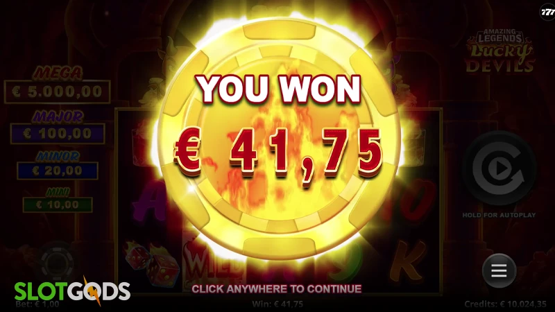 A screenshot of a big win on Amazing Legends slot