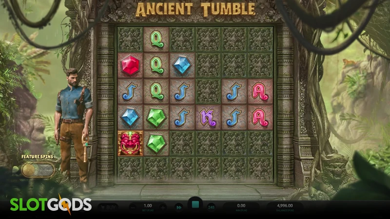 A screenshot of Ancient Tumble slot gameplay