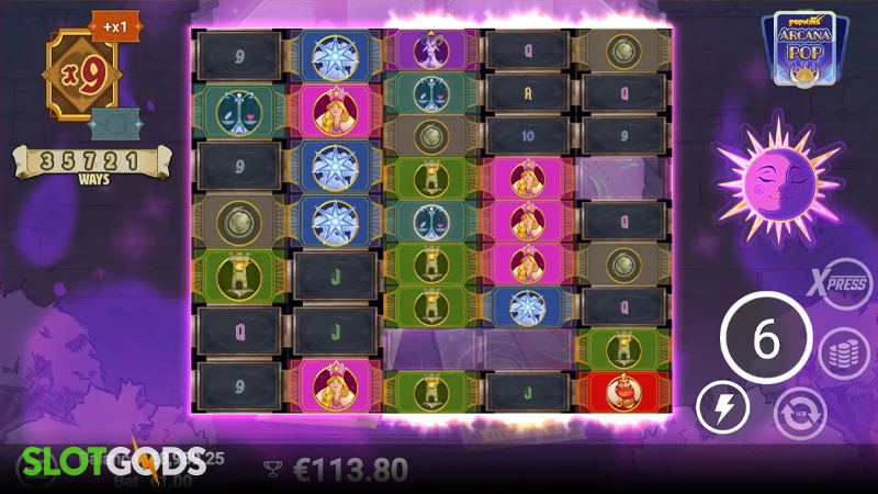 A screenshot of ArcanaPOP slot bonus round