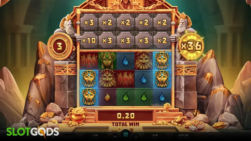 A screenshot of Atlantis Crush slot feature gameplay