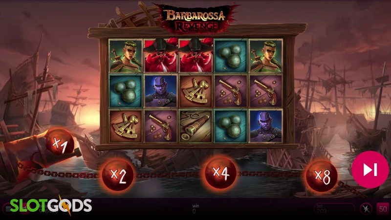 A screenshot of Barbarossa Revenge slot gameplay