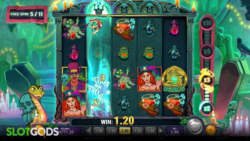 A screenshot of Baron Lord of Saturday slot bonus gameplay