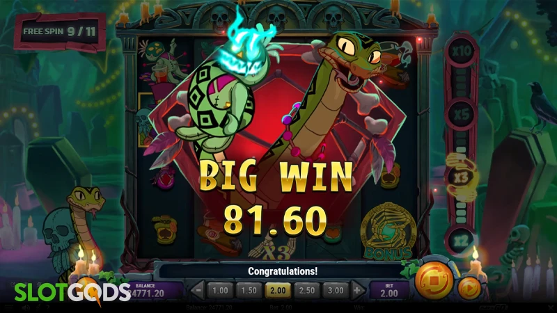 A screenshot of a big win in Baron Lord of Saturday slot