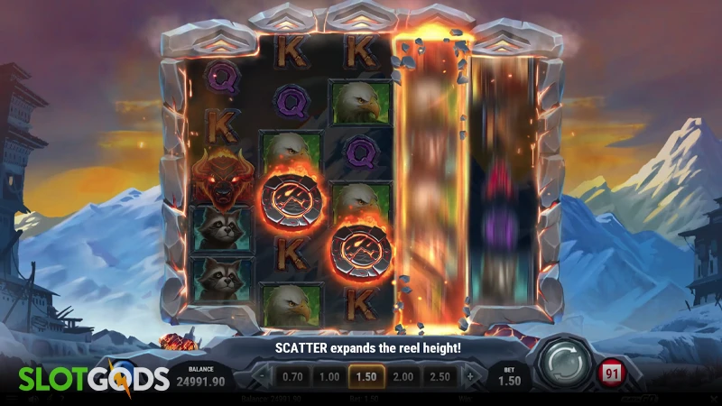 A screenshot of Beasts of Fire Maximum slot gameplay