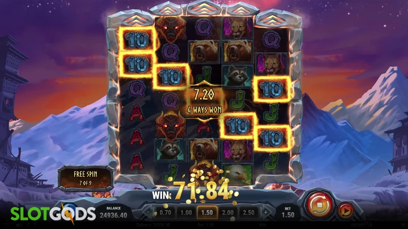 A screenshot of Beasts of Fire Maximum slot free spins