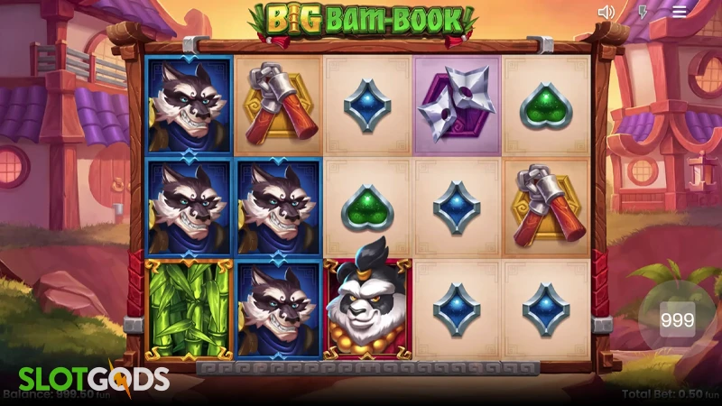 A screenshot of Big Bam Book slot gameplay