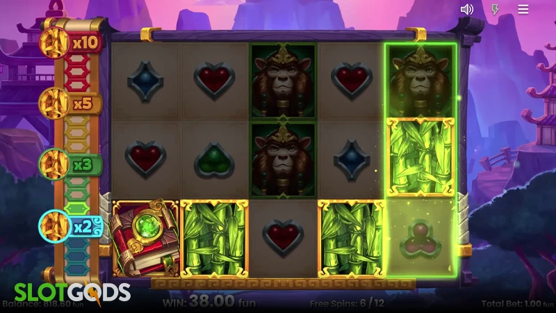 A screenshot of Big Bam Book slot feature gameplay