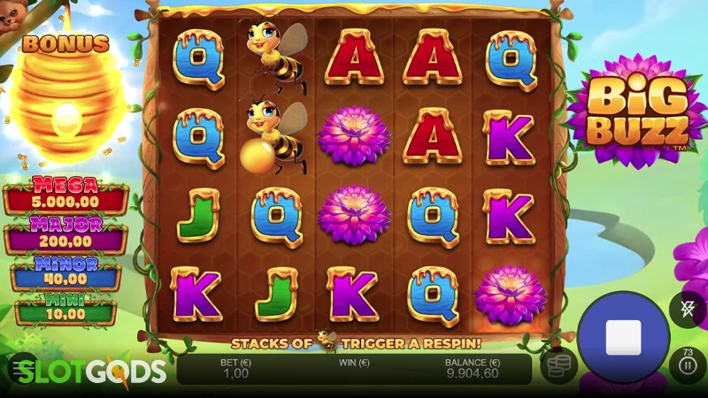 A screenshot of Big Buzz slot gameplay