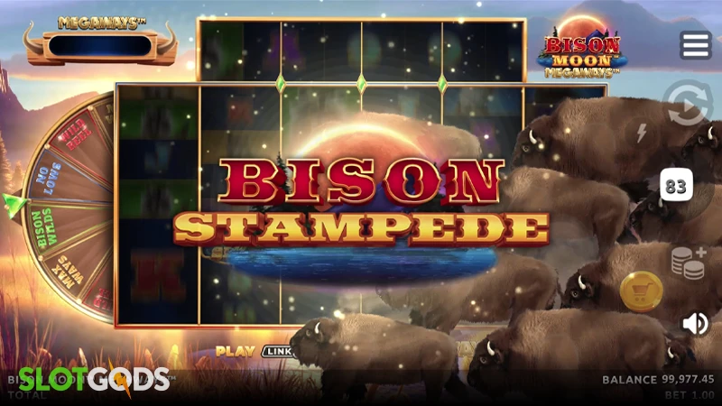 A screenshot of Bison Boom Megaways slot gameplay