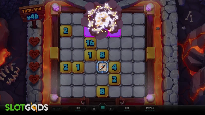 A  screenshot of Bone Raiders slot bonus gameplay