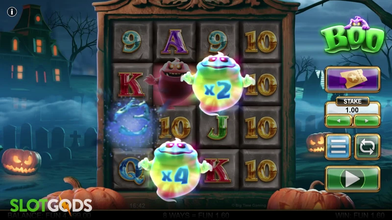 A screenshot of Boo slot gameplay