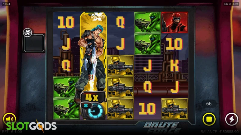 A screenshot of Brute Force slot gameplay