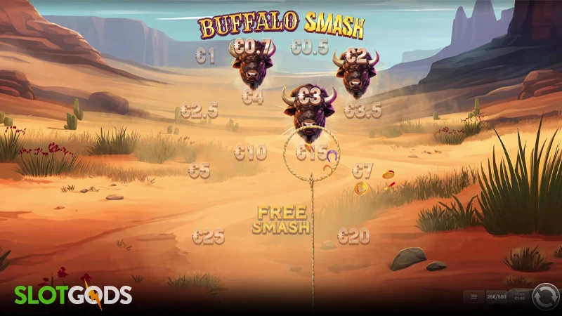 A screenshot of Buffalo Smash slot gameplay