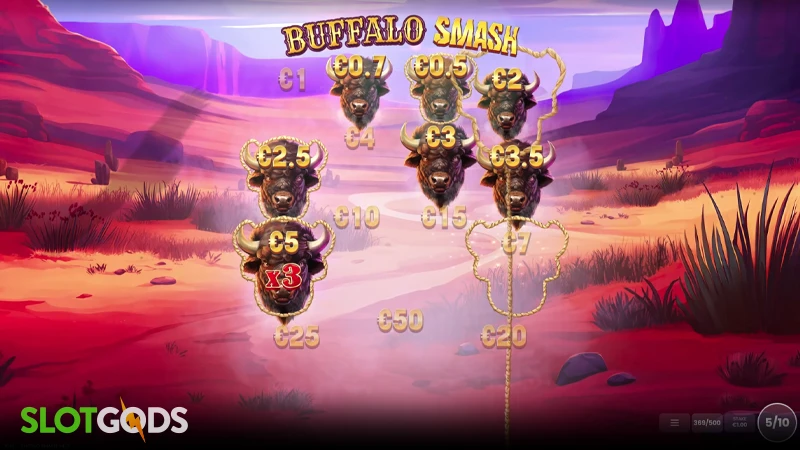 A screenshot of Buffalo Smash slot feature gameplay