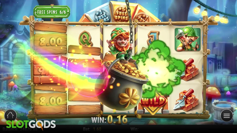 A screenshot of Buildin' Bucks slot feature gameplay