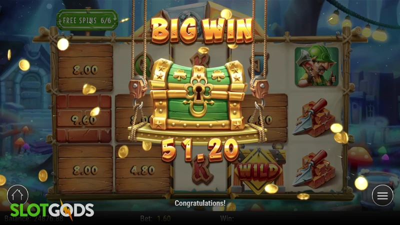 A screenshot of a big win in Buildin' Bucks slot