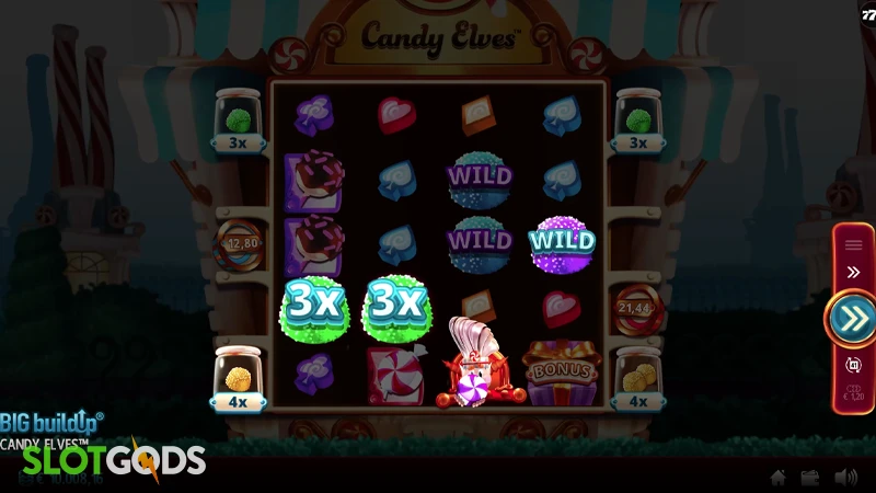 A screenshot of Candy Elves slot gamepla