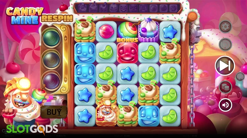 A screenshot of Candy Mine slot gameplay