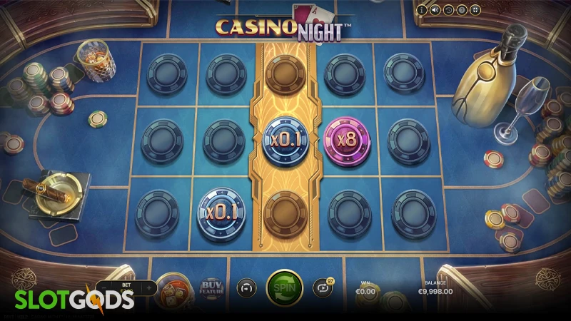 A screenshot of Casino Night slot gameplay