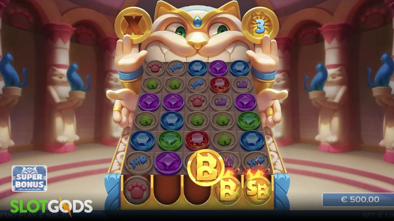 A screenshot of Catemple slot gameplay